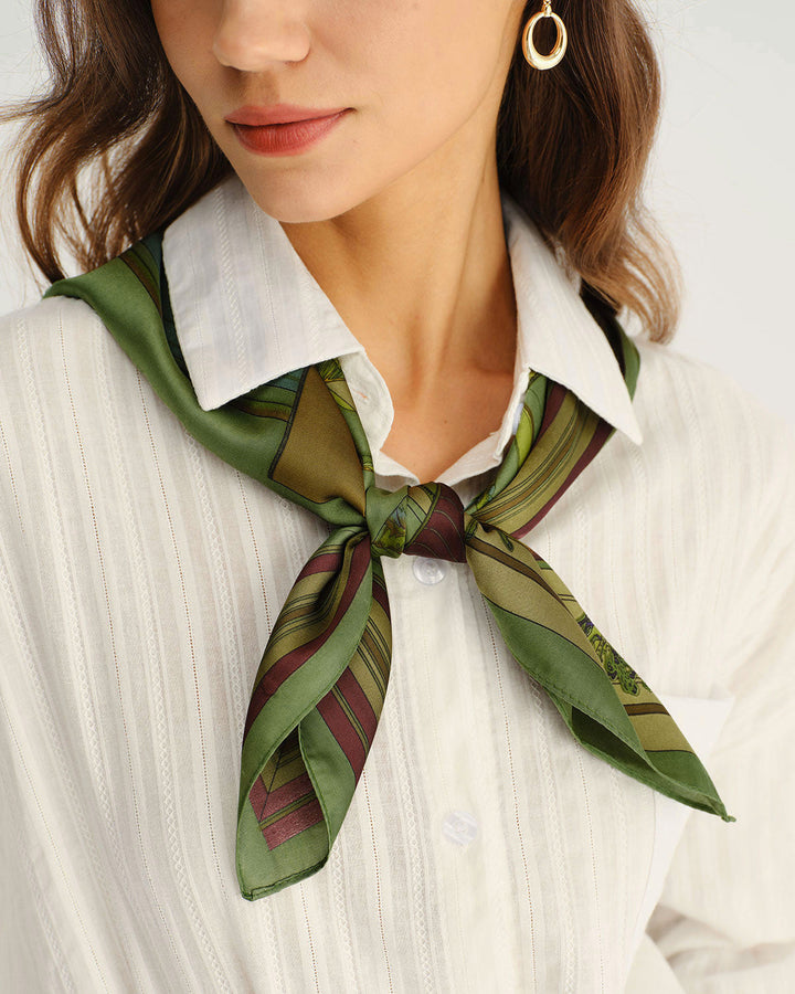 SALE | Green Floral Satin Scarf