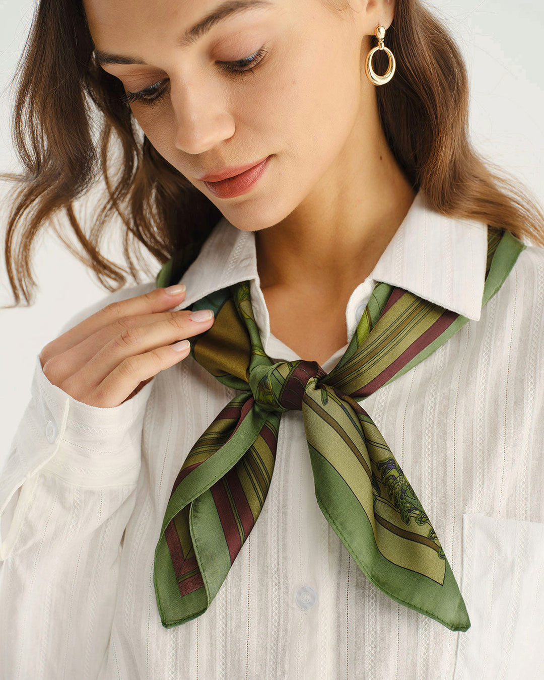 SALE | Green Floral Satin Scarf