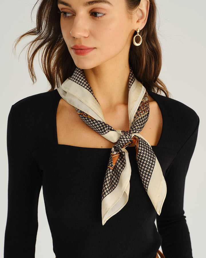 SALE | Brown Floral Satin Scarf