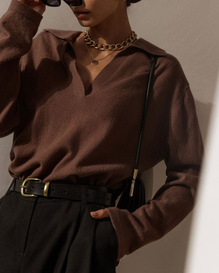 SALE | Brown Collared Knit Tee