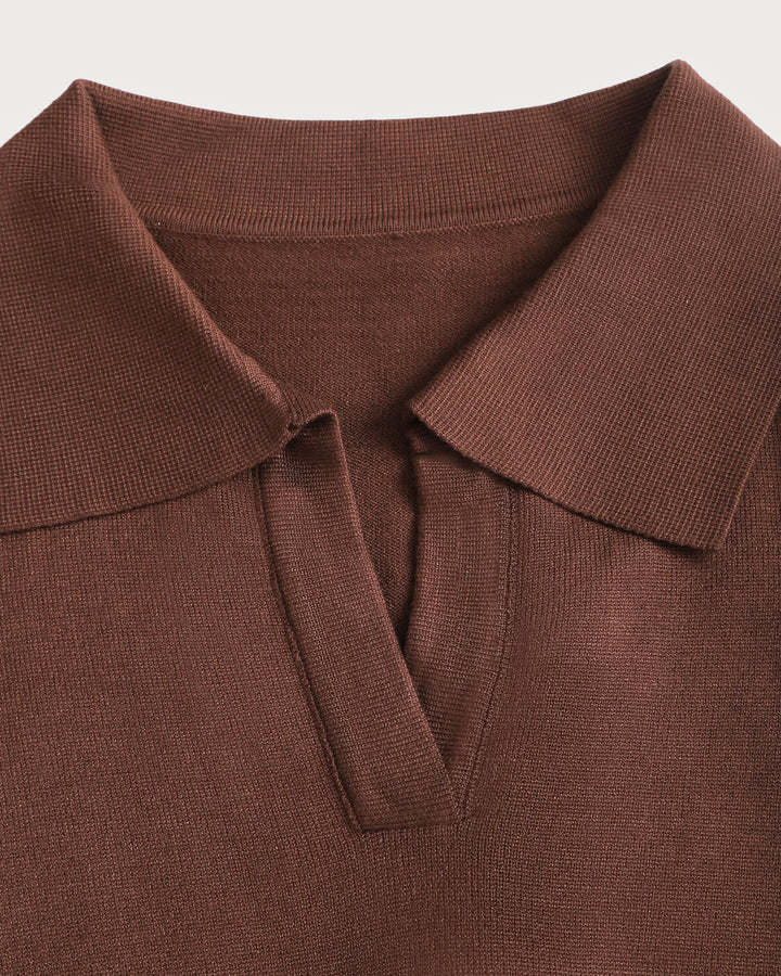 SALE | Brown Collared Knit Tee