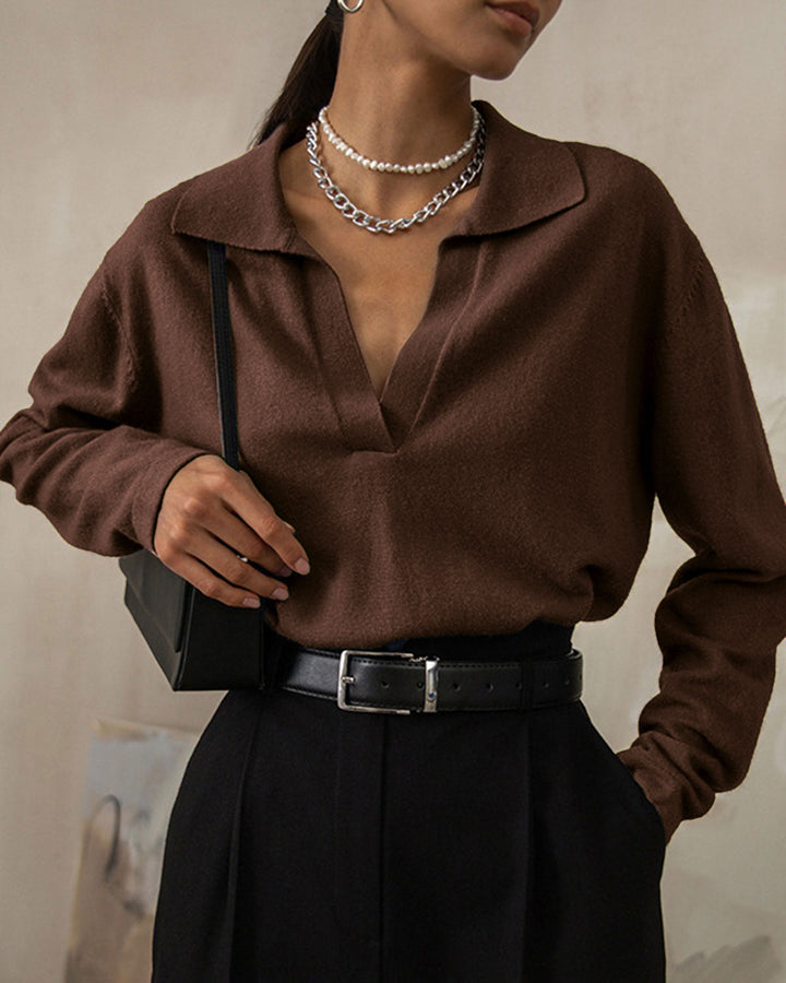 SALE | Brown Collared Knit Tee
