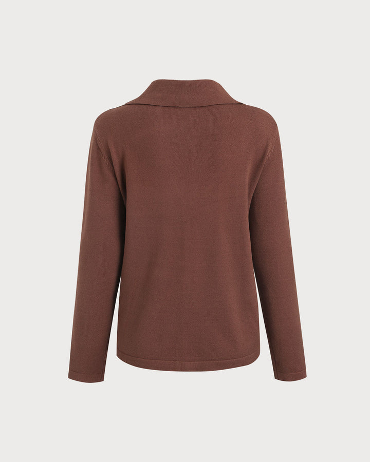 SALE | Brown Collared Knit Tee