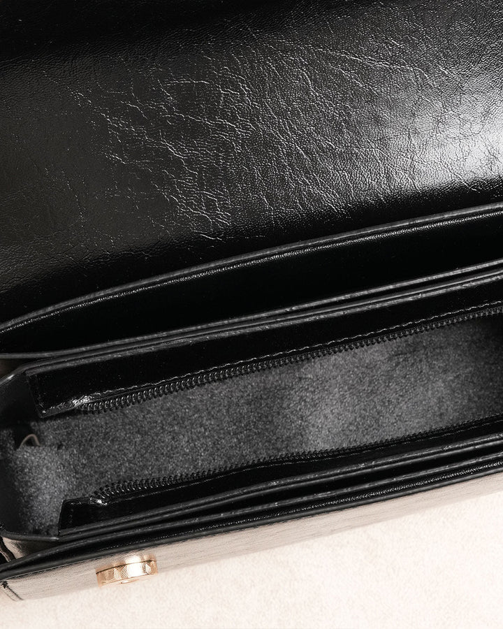 SALE | Black Faux Leather Shoulder Bag