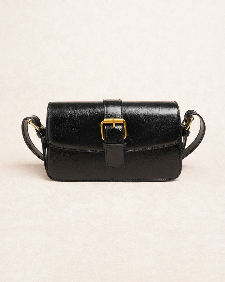 SALE | Black Faux Leather Shoulder Bag