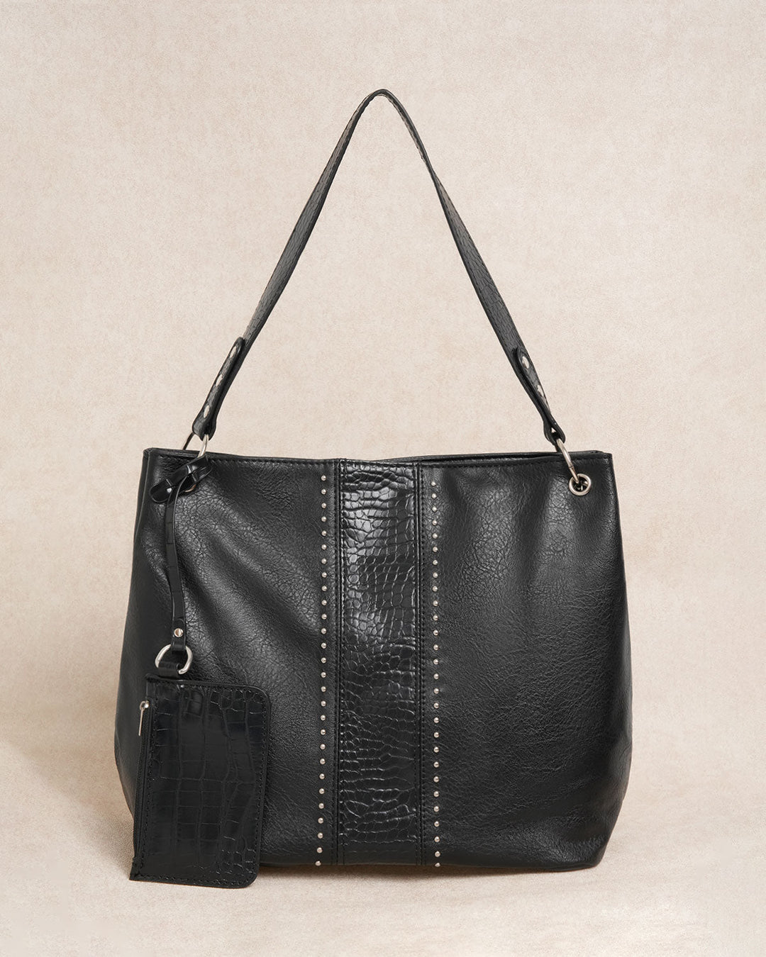 SALE | Black Faux Leather Shoulder Bag