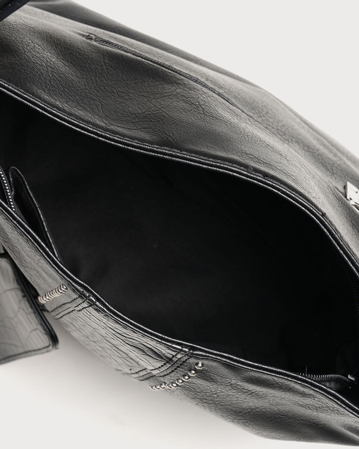 SALE | Black Faux Leather Shoulder Bag