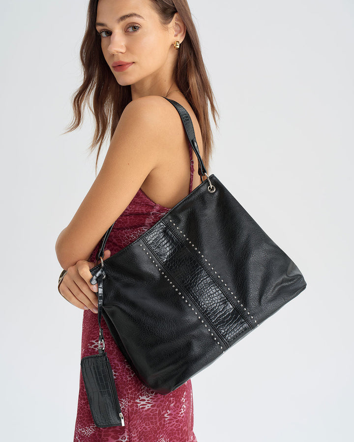 SALE | Black Faux Leather Shoulder Bag