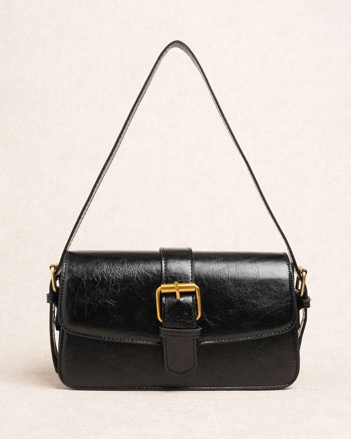 SALE | Black Faux Leather Shoulder Bag