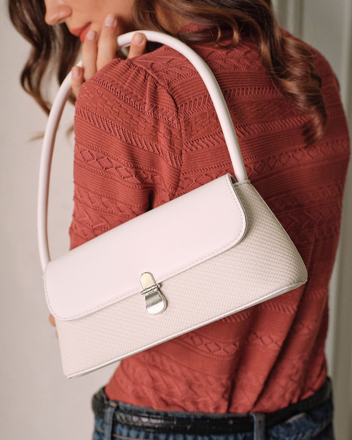 SALE | White Faux Leather Shoulder Bag