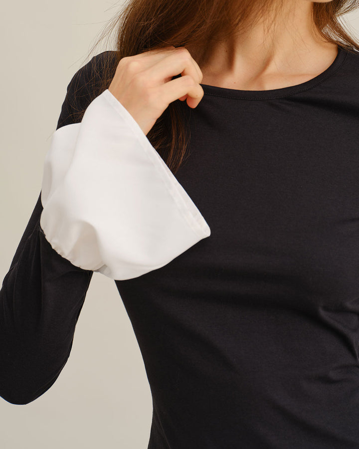SALE | Black Contrasting A-Line Ruffle Mini Dress