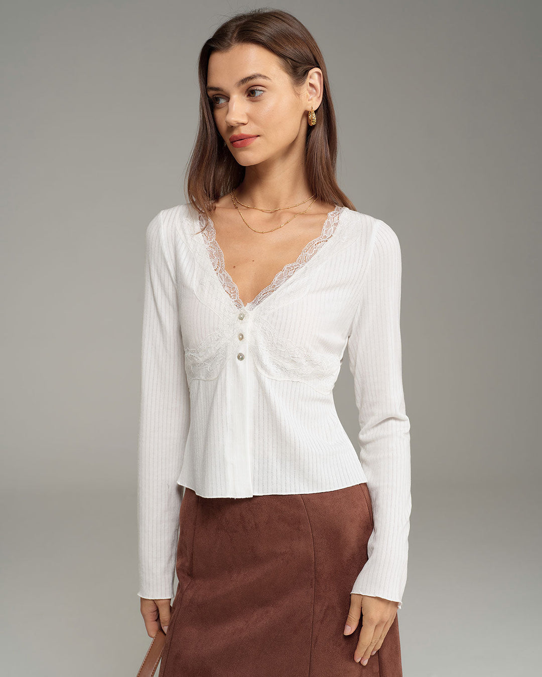 SALE | White V Neck Knit Cardigan