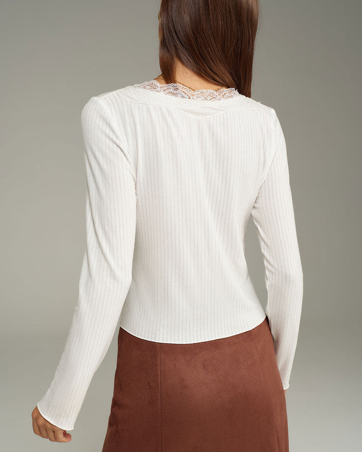 SALE | White V Neck Knit Cardigan