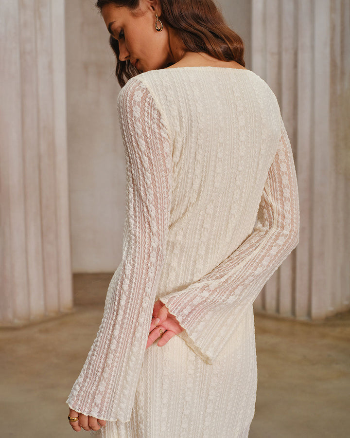 SALE | Apricot Lace Bell Sleeve Mini Dress