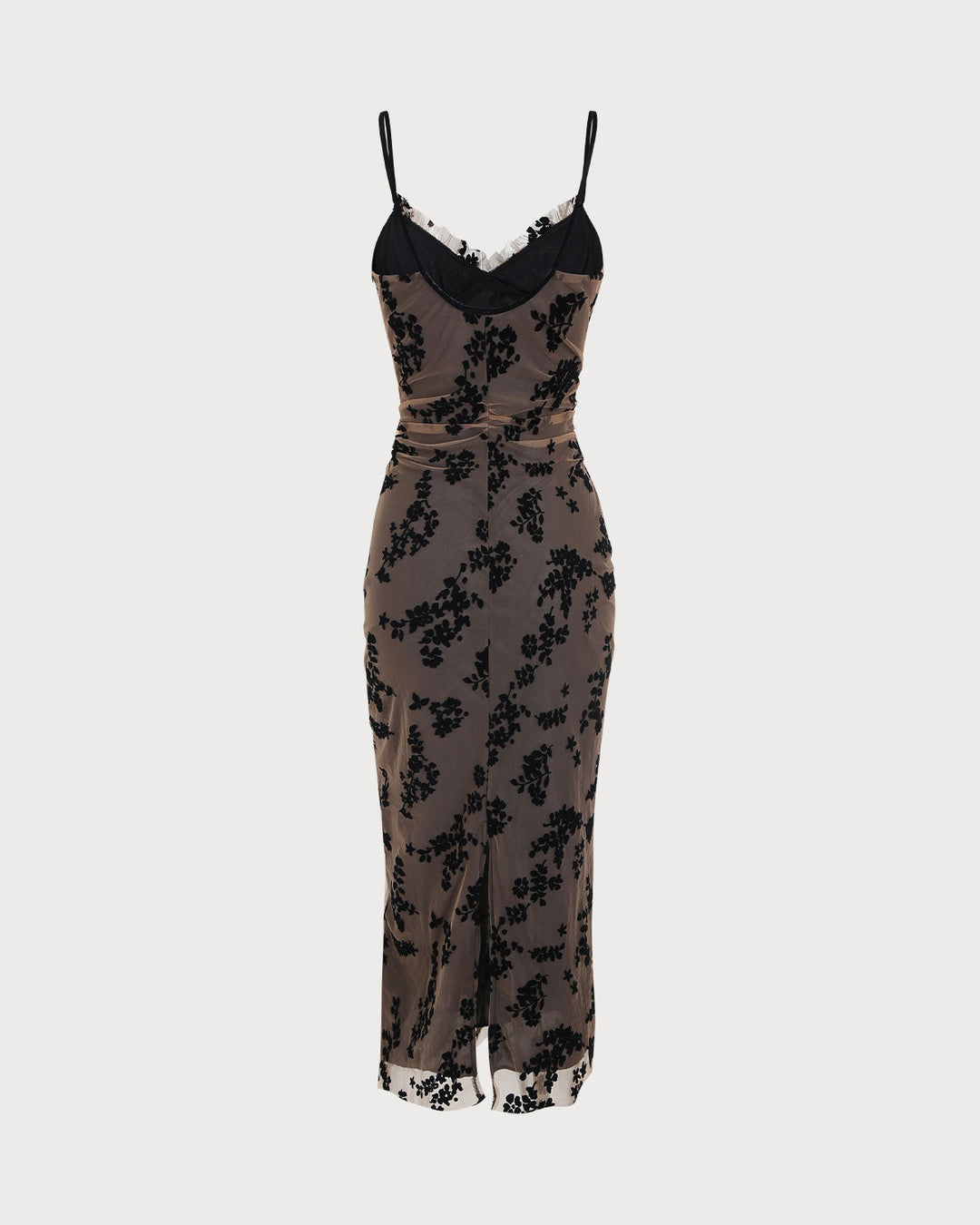 SALE | Coffee Floral A-Line Slip Midi Dress