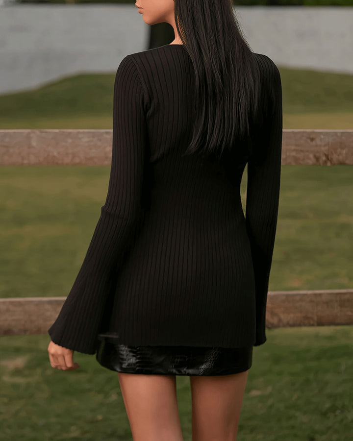 SALE | Black Bell Sleeve Knit Cardigan