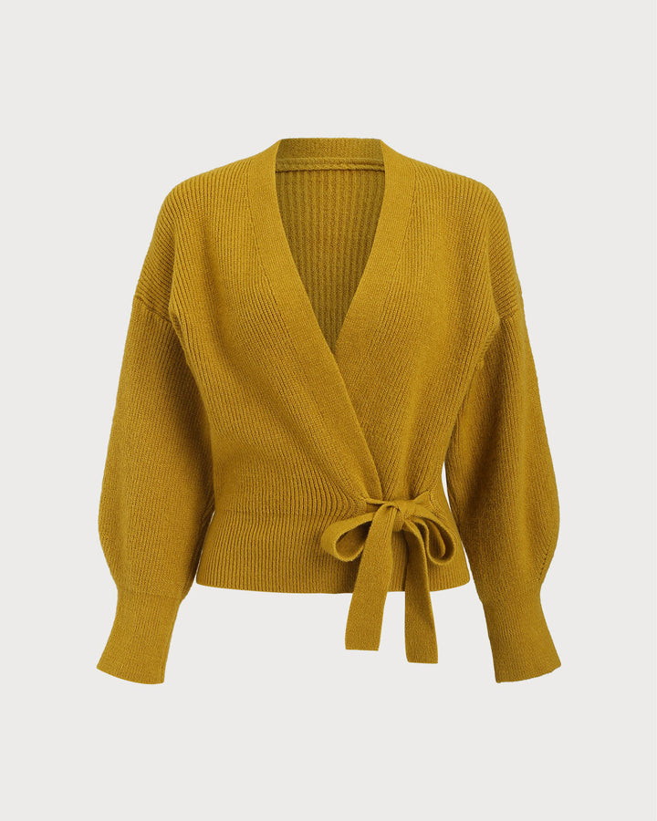 SALE | Ginger V Neck Drawstring Knit Cardigan