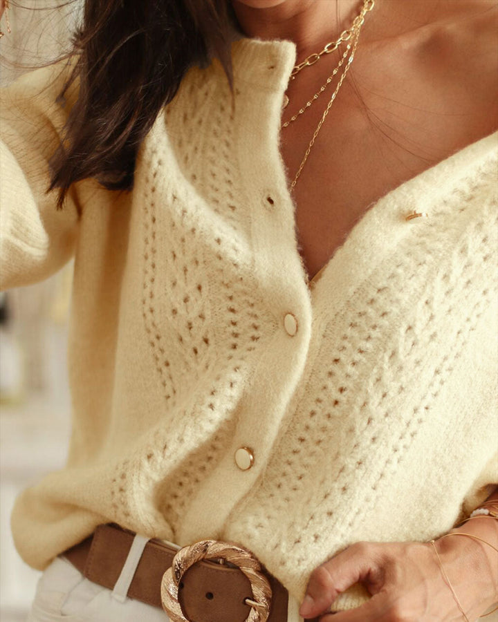 SALE | Apricot Round Neck Knit Cardigan