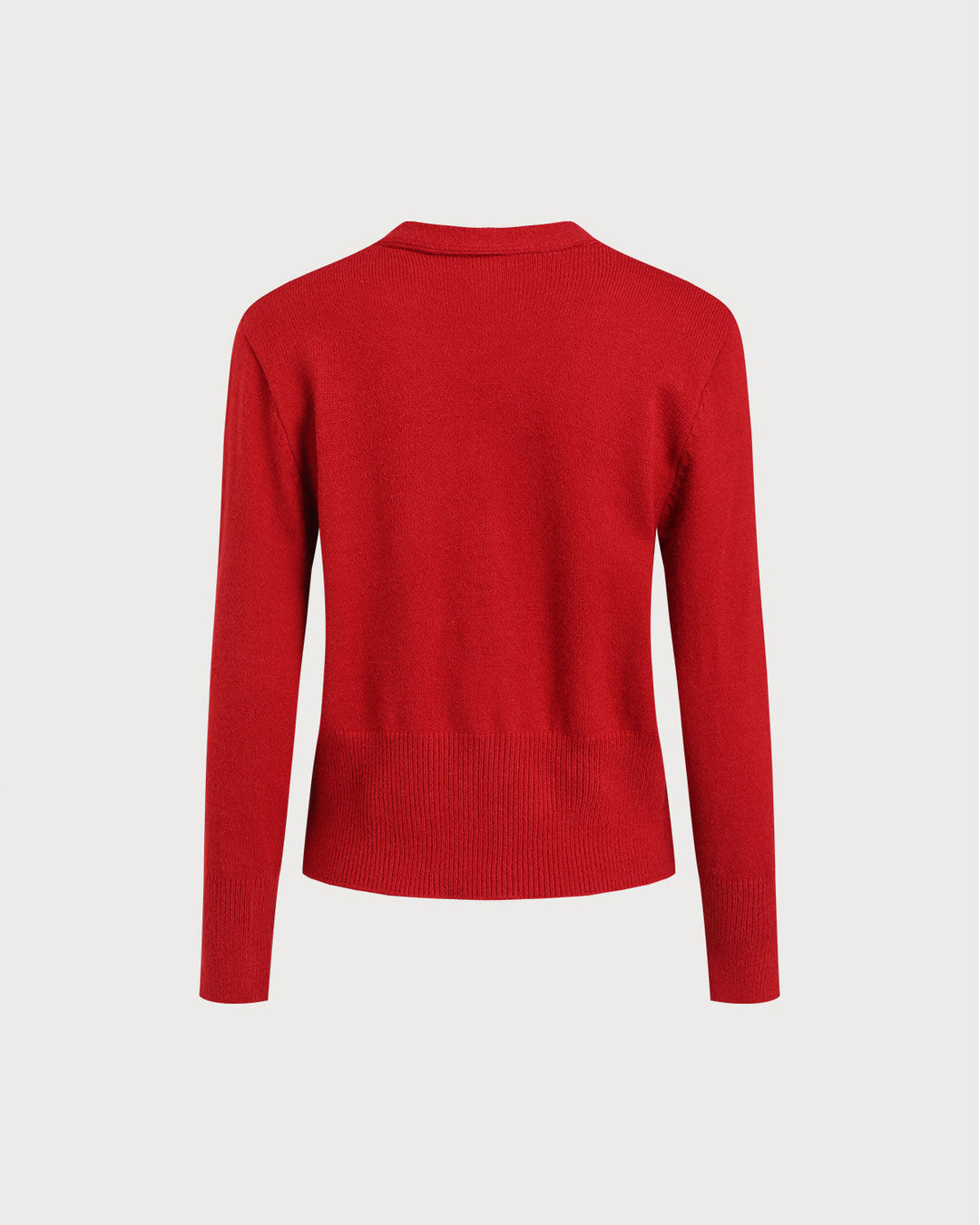 SALE | Red V Neck Slim Knit Cardigan