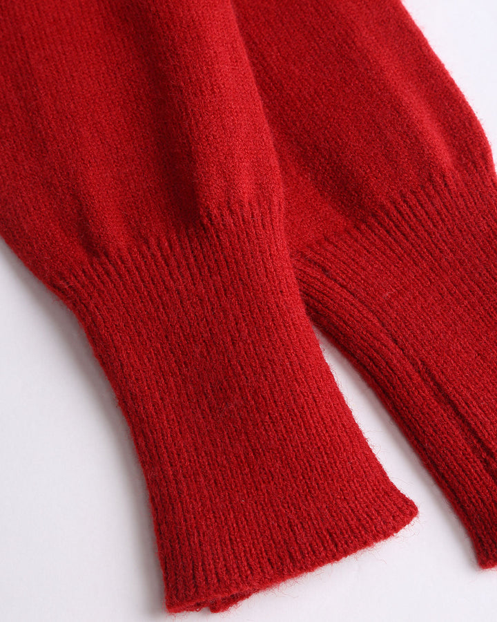 SALE | Red V Neck Slim Knit Cardigan