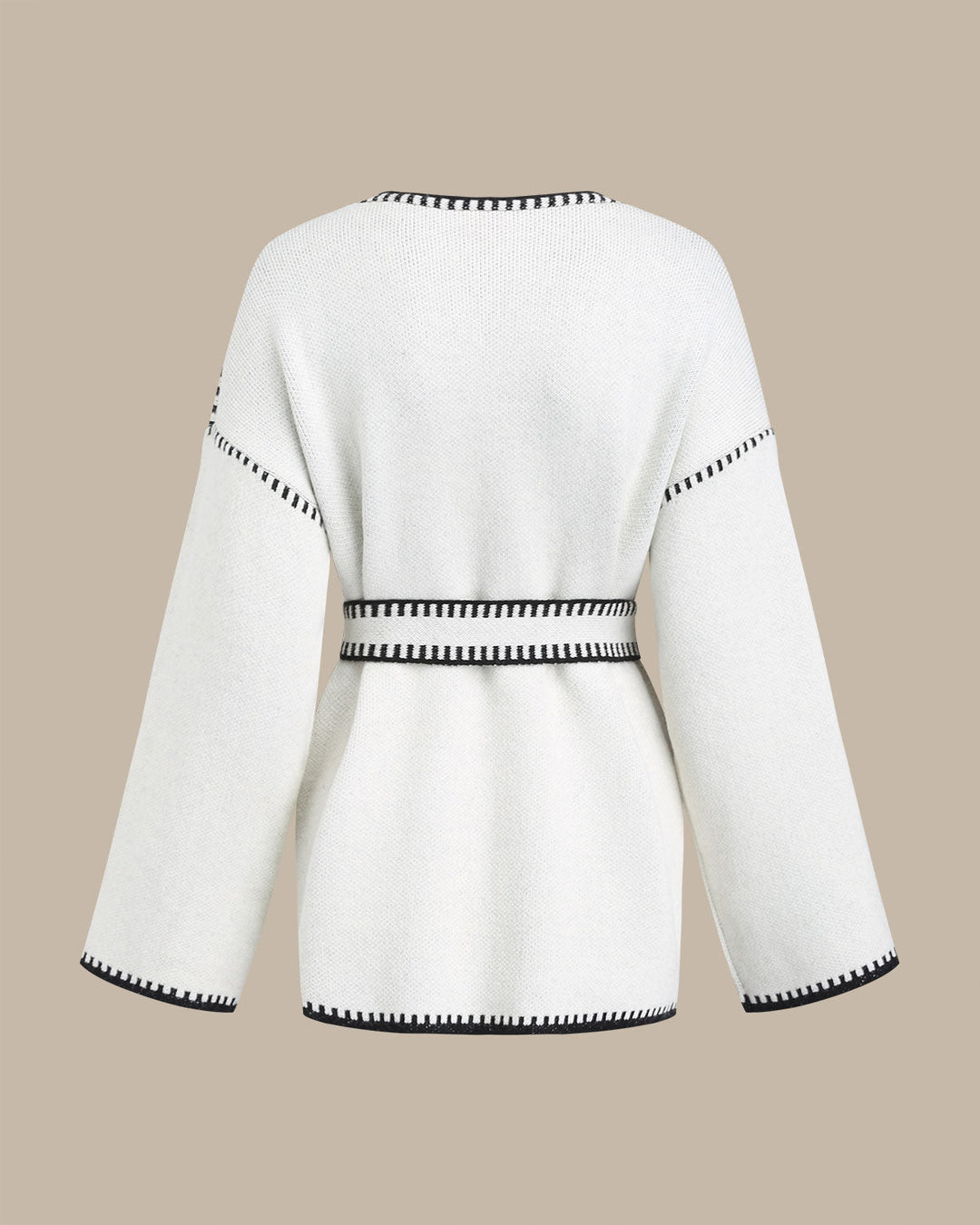 SALE | White Contrasting Drawstring Cardigan