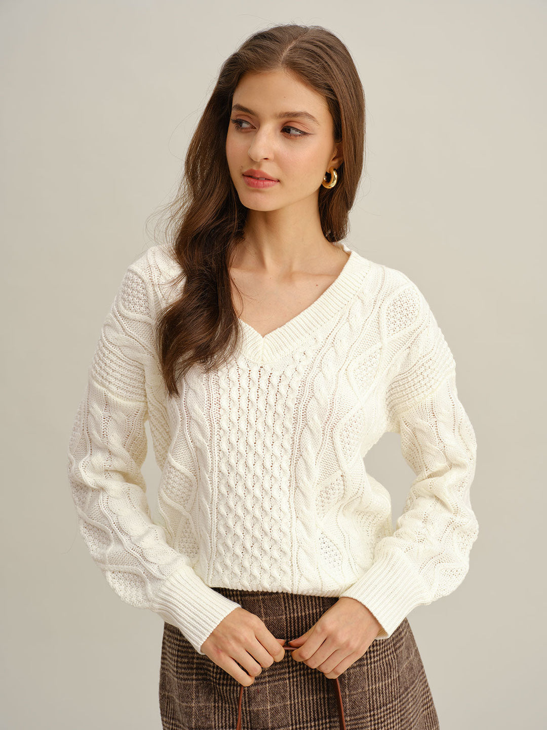 SALE | Beige V Neck Sweater