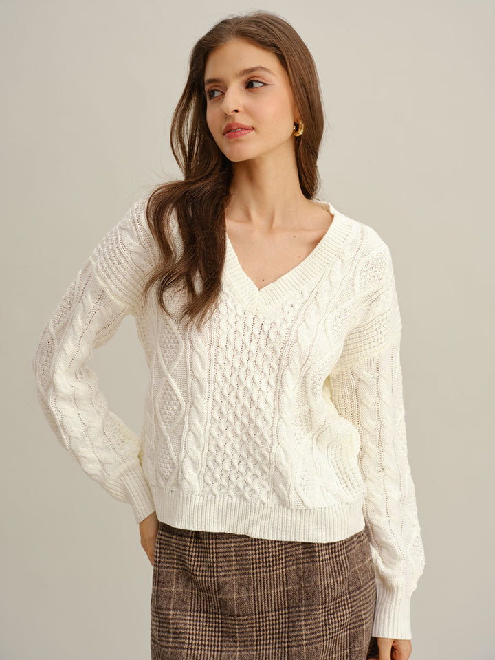 SALE | Beige V Neck Sweater