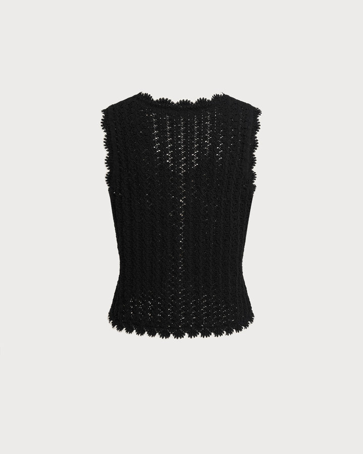 SALE | Black Contrast V Neck Knit Vest