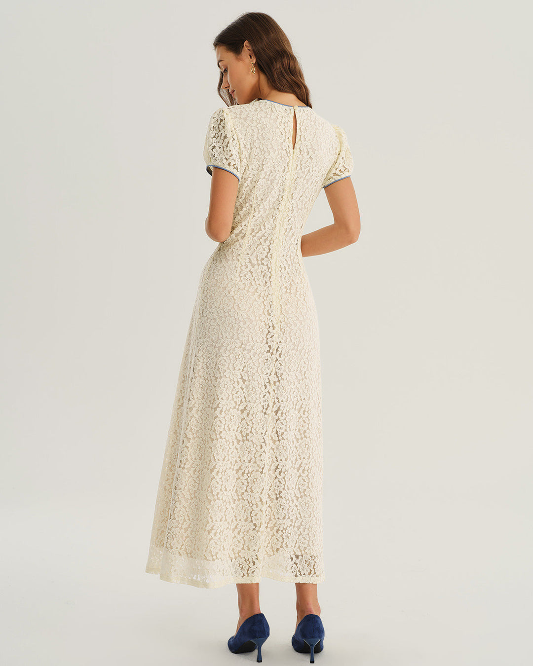 SALE | Apricot Lace Textured A-Line Maxi Dress