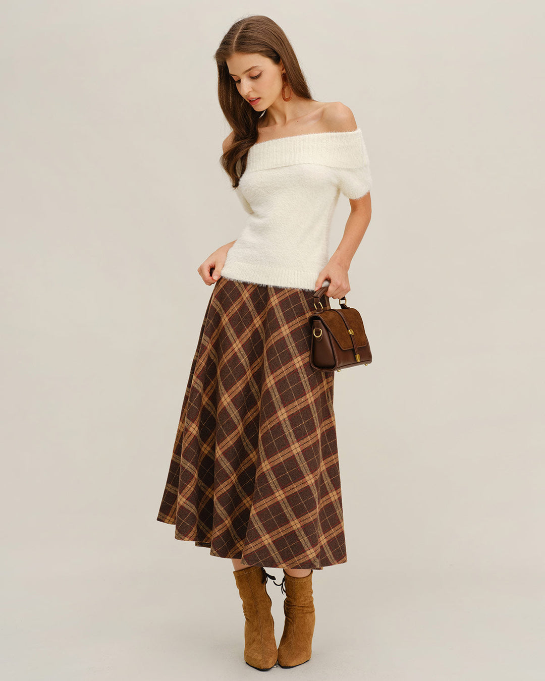 SALE | Beige Off The Shoulder Knit Tee