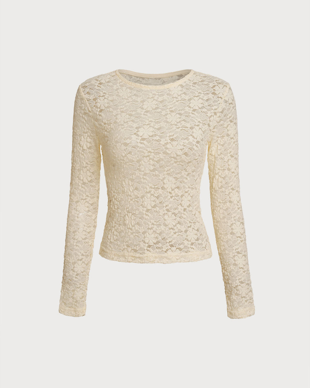 SALE | Beige Boat Neck Lace Tee
