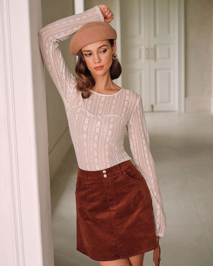 SALE | Apricot Textured See Through Tee
