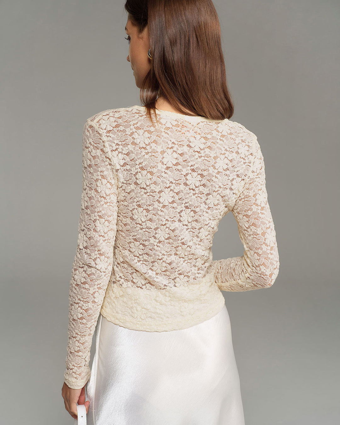 SALE | Beige Boat Neck Lace Tee