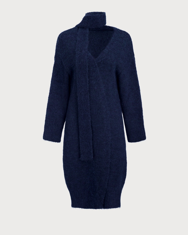 SALE | Blue V Neck Long Knit Cardigan