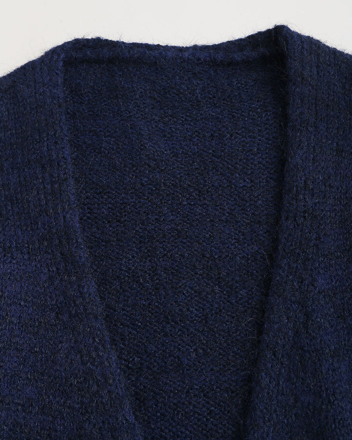 SALE | Blue V Neck Long Knit Cardigan