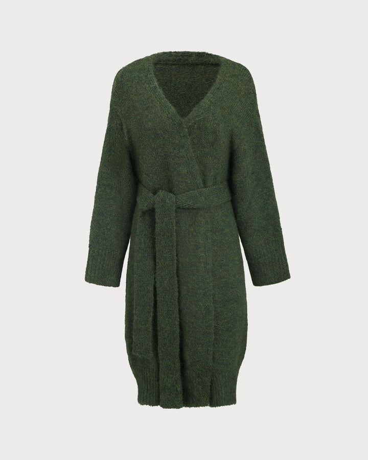 SALE | Green V Neck Knit Cardigan