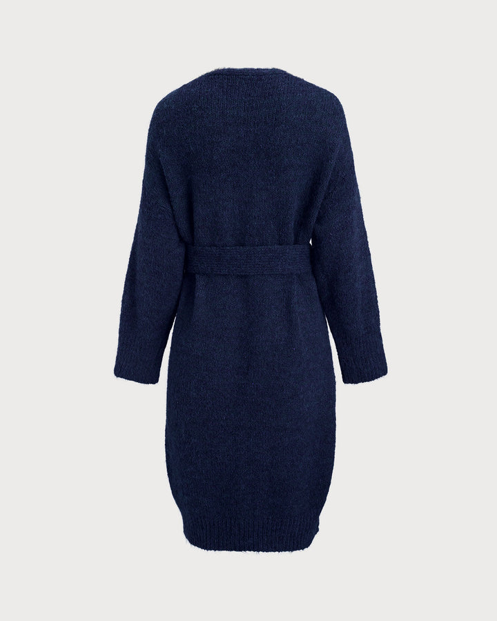 SALE | Blue V Neck Long Knit Cardigan