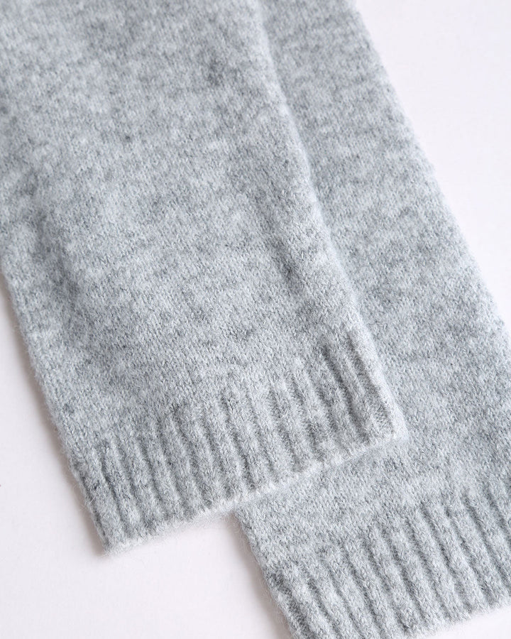 SALE | Grey Round Neck Ribbed Knit Cardigan