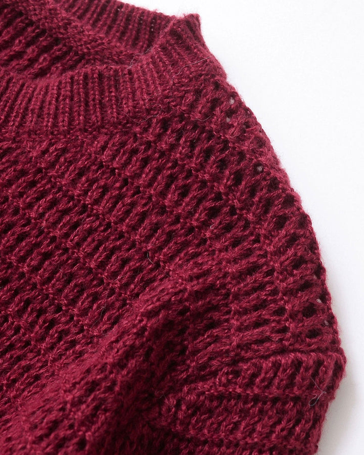 SALE | Wine Red Single Breasted Knit Cardigan