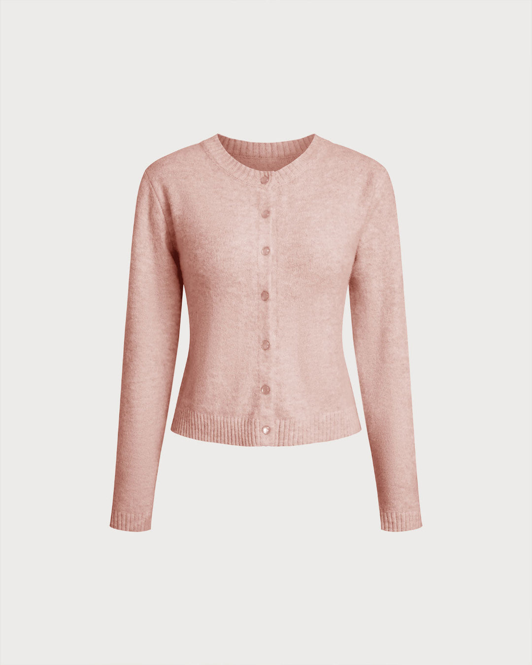 SALE | Pink Knit Cardigan with Round Neck for a Chic and Comfortable Style
