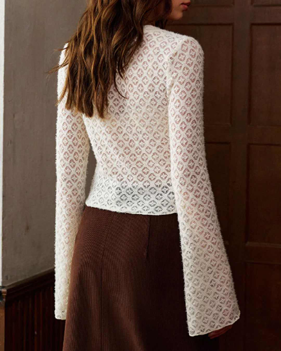 SALE | White Bell Sleeve Single Breasted Cardigan
