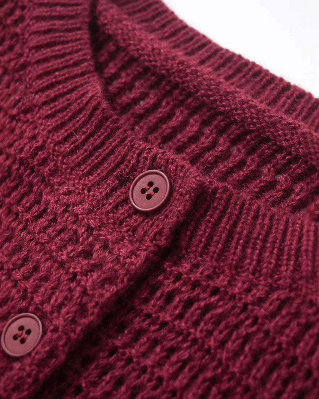 SALE | Wine Red Single Breasted Knit Cardigan