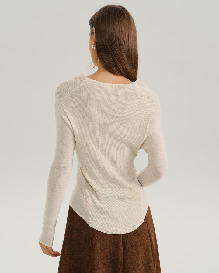 SALE | Trendy Apricot Cowl Neck Knit Top for a Cozy and Stylish Look