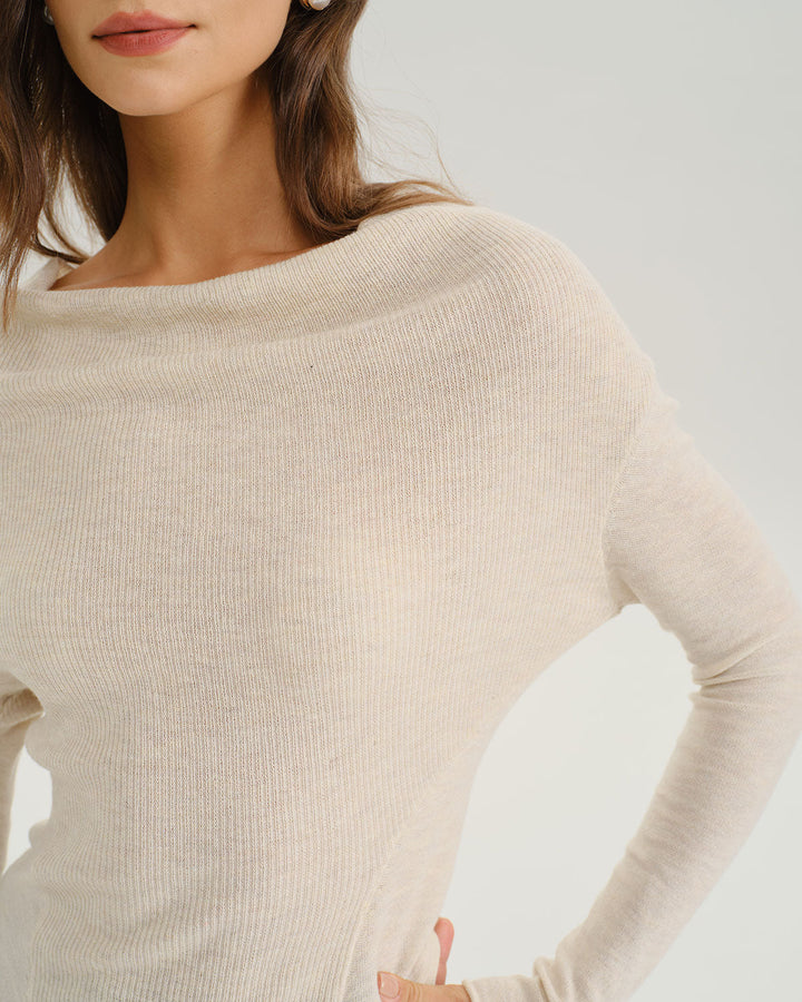 SALE | Trendy Apricot Cowl Neck Knit Top for a Cozy and Stylish Look