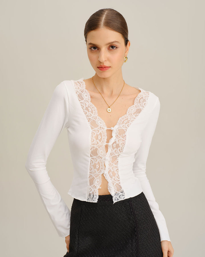 SALE | White Lace Bell Sleeve Tee