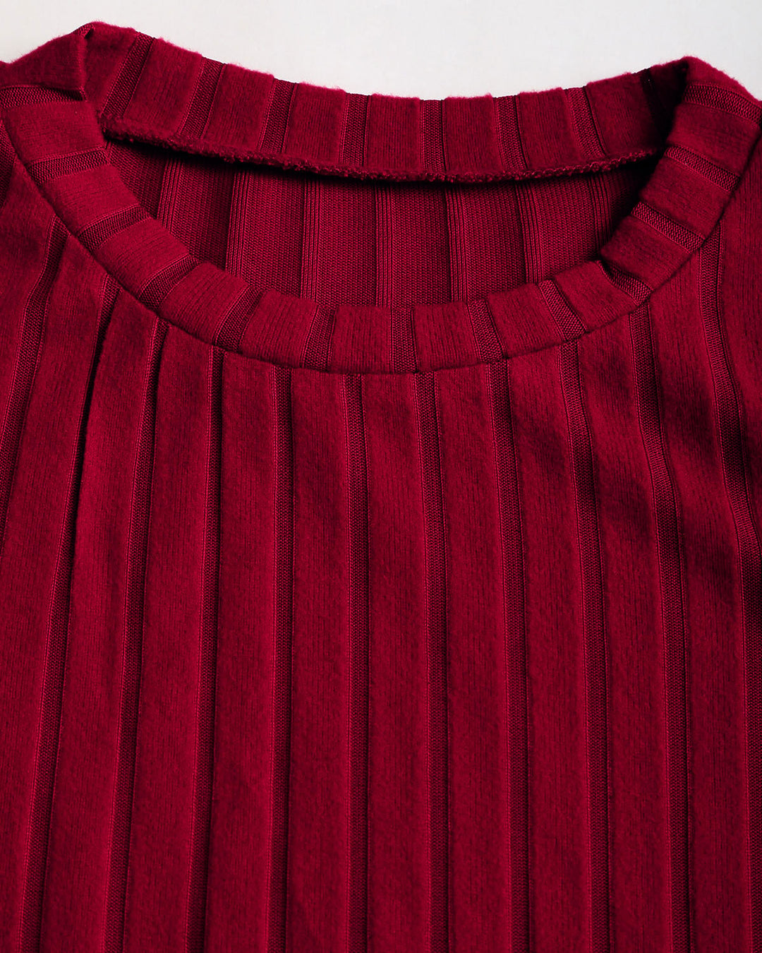 SALE | Eyelash Wine Red Ribbed Knit Bell Sleeve Top for a Stylish Look