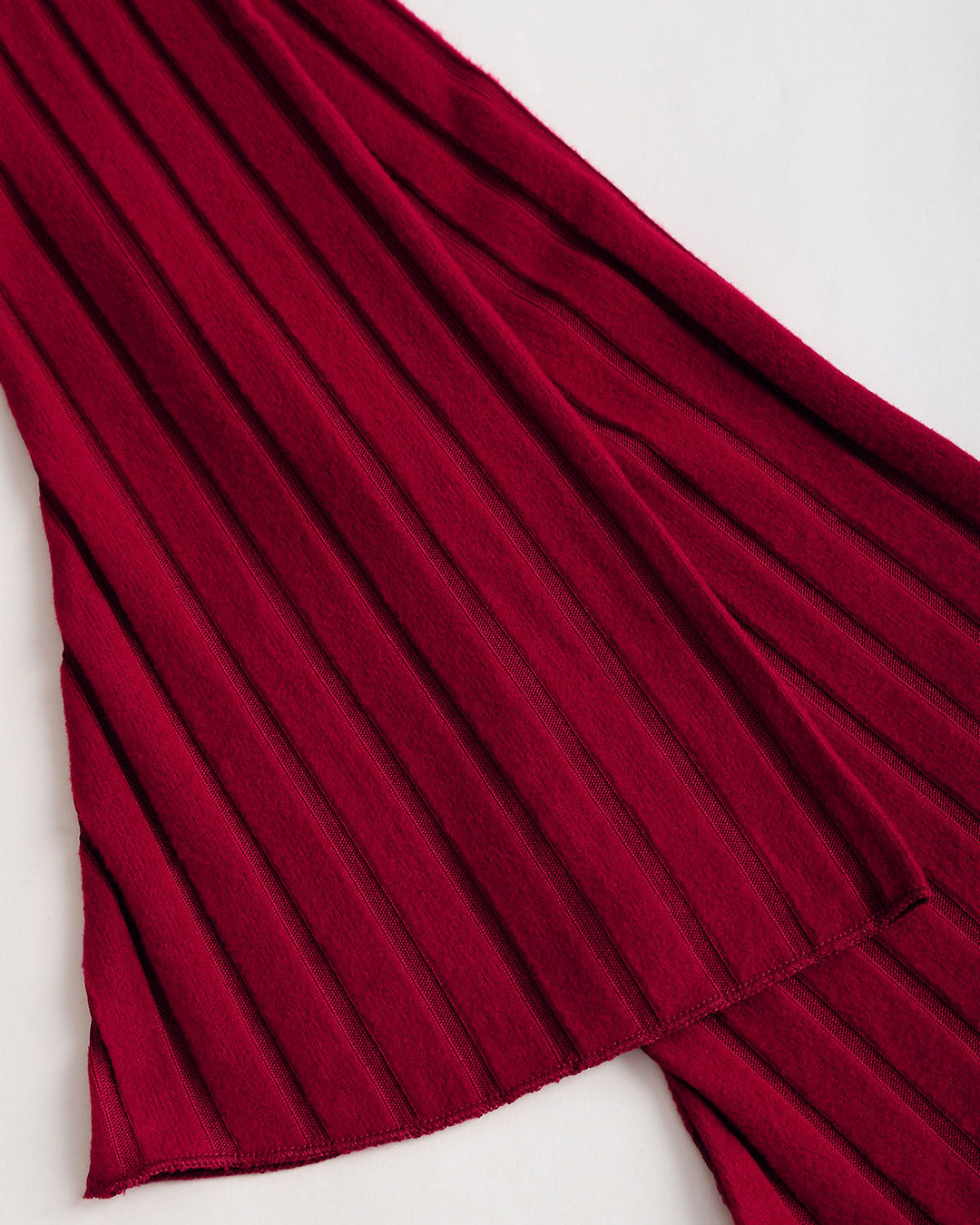SALE | Eyelash Wine Red Ribbed Knit Bell Sleeve Top for a Stylish Look