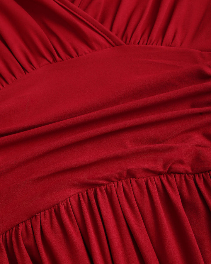 SALE | Wine Red Bishop Sleeve Maxi Dress