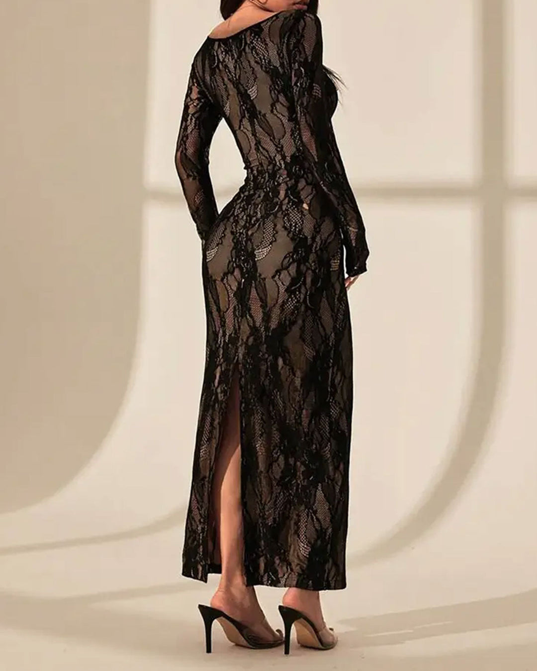 SALE | Black Lace See Through Bodycon Maxi Dress