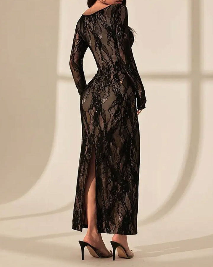 SALE | Black Lace See Through Bodycon Maxi Dress